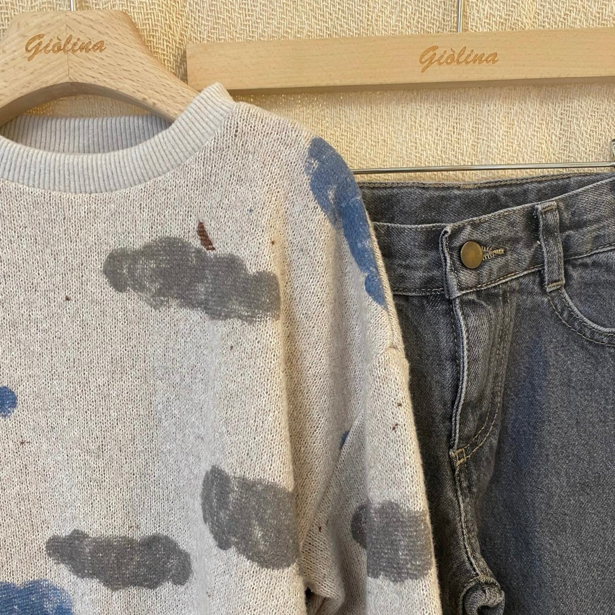 Maglia caldo cotone nuvole / jeans