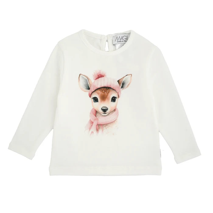 T-shirt stampa cerbiatto