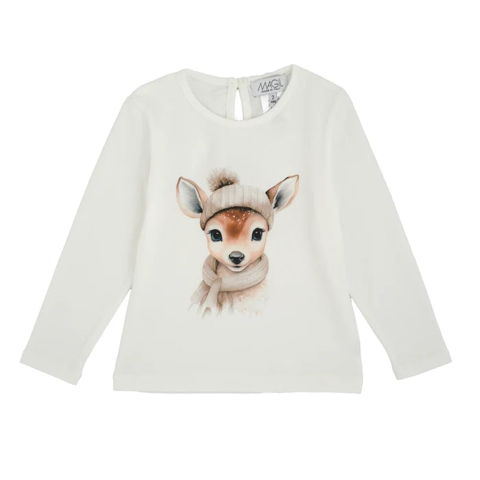 T-shirt stampa cerbiatto