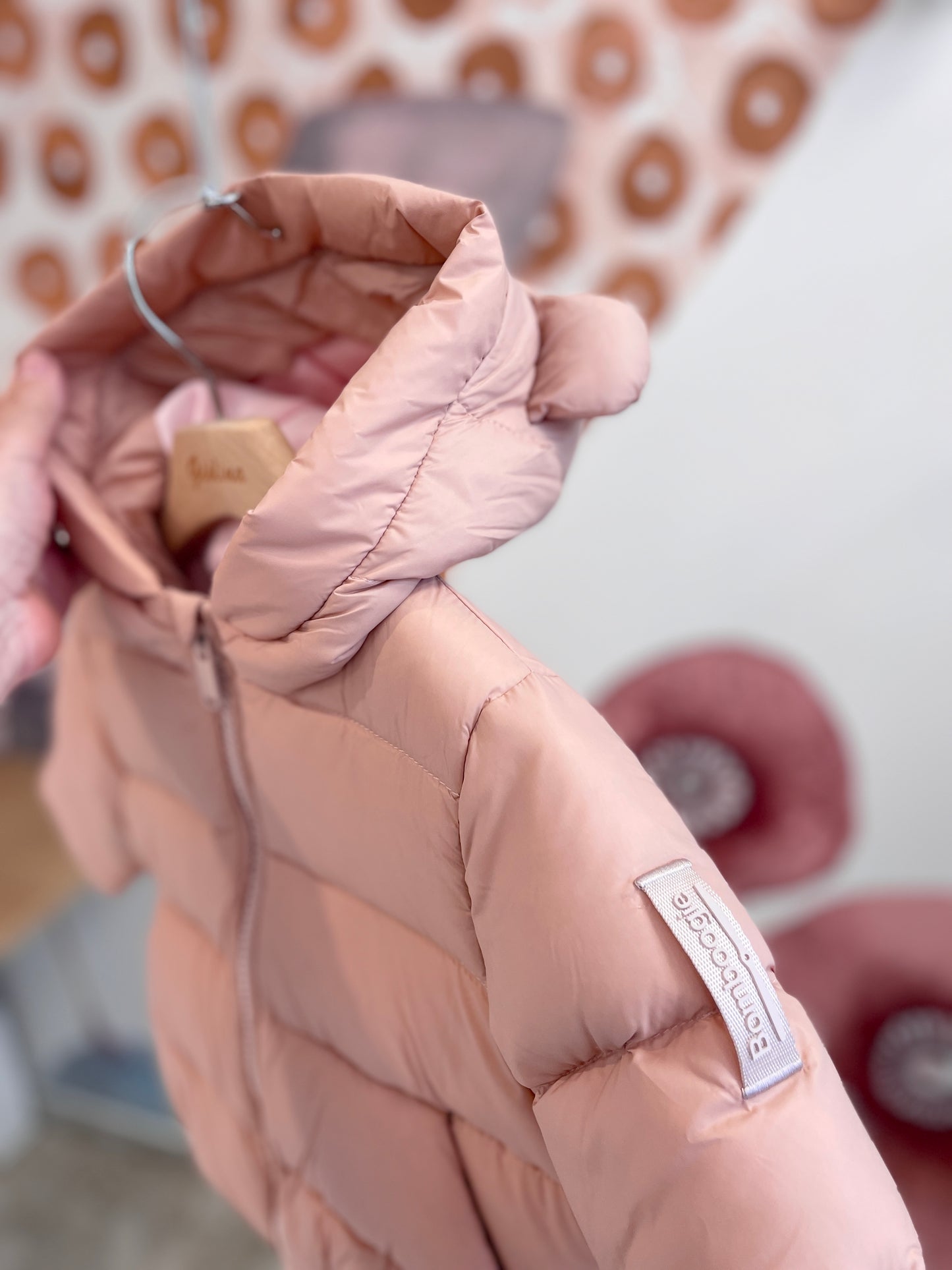Piumino baby blu notte e rosa fard