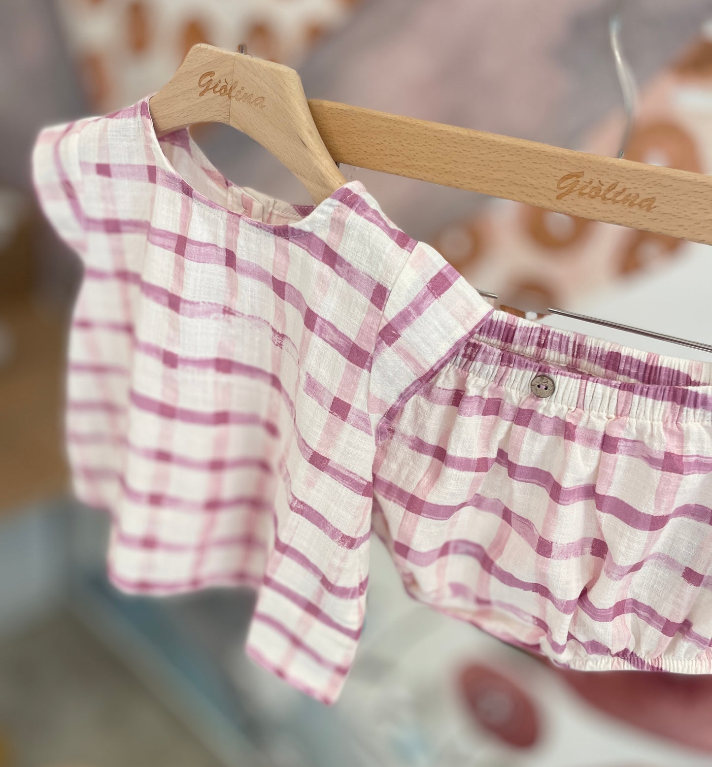 Completo blusa e bloomer check