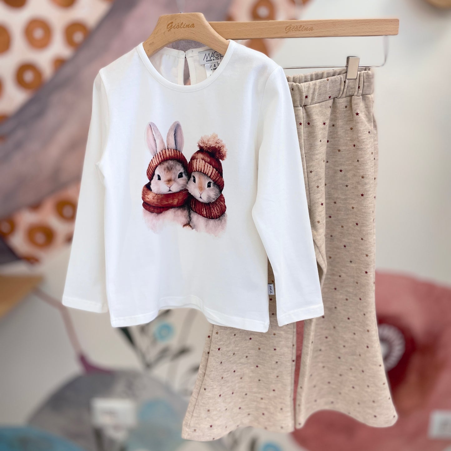 Tuta stelline e t-shirt coniglietti