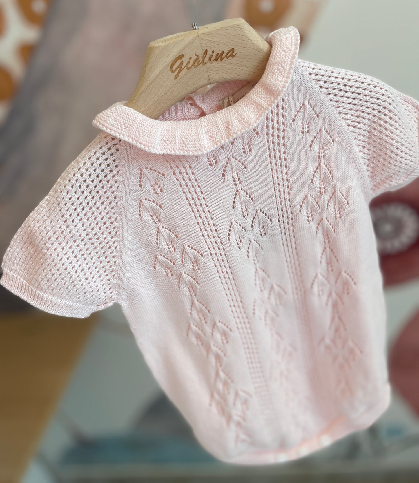Abito in cotone e Pagliaccetto ricamato soft pink