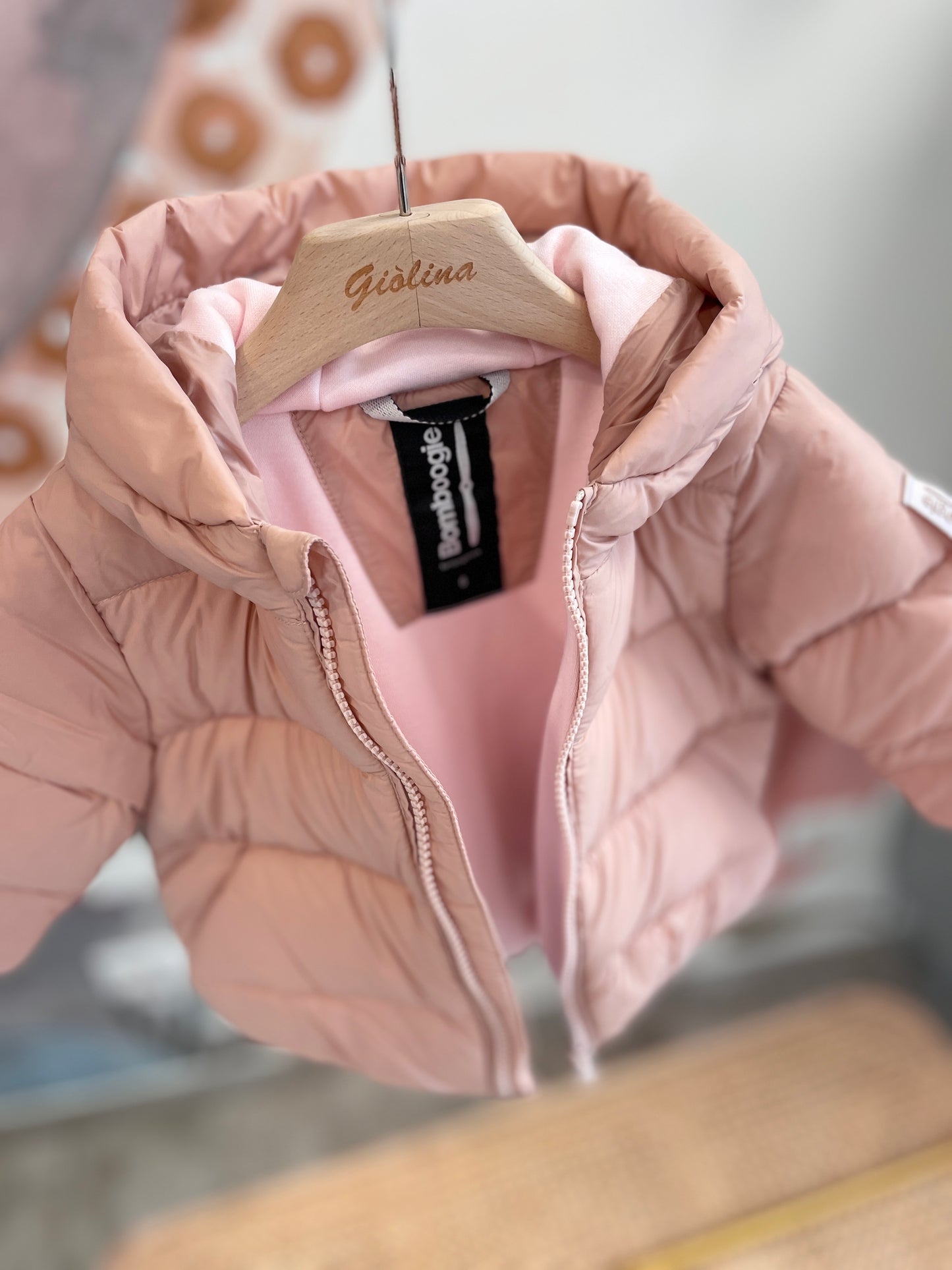 Piumino baby blu notte e rosa fard