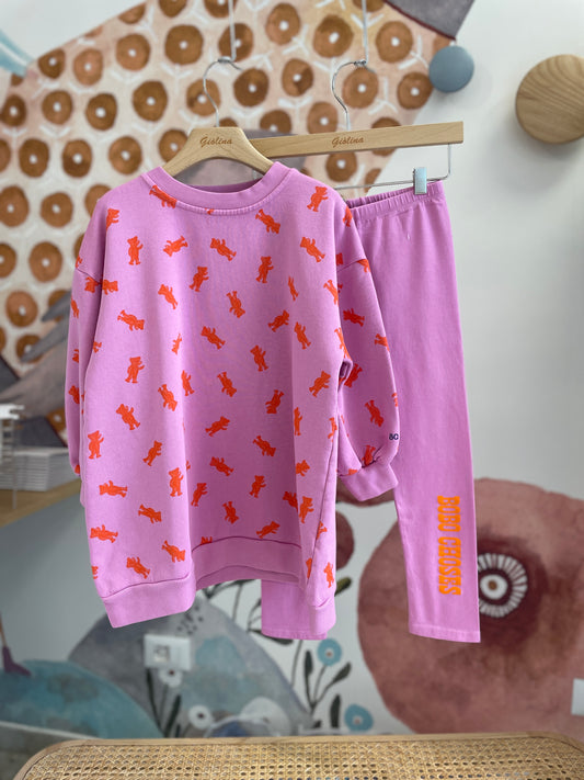 Mini abito in felpa stampata con leggings