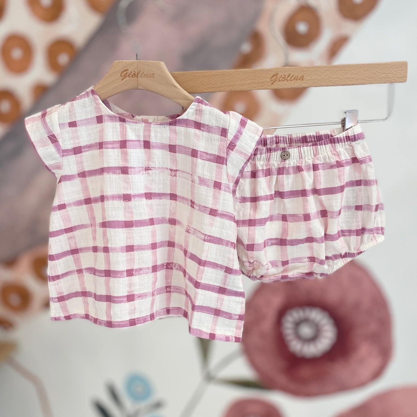 Completo blusa e bloomer check