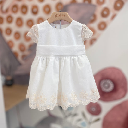 Abito cerimonia latte con ricami crema