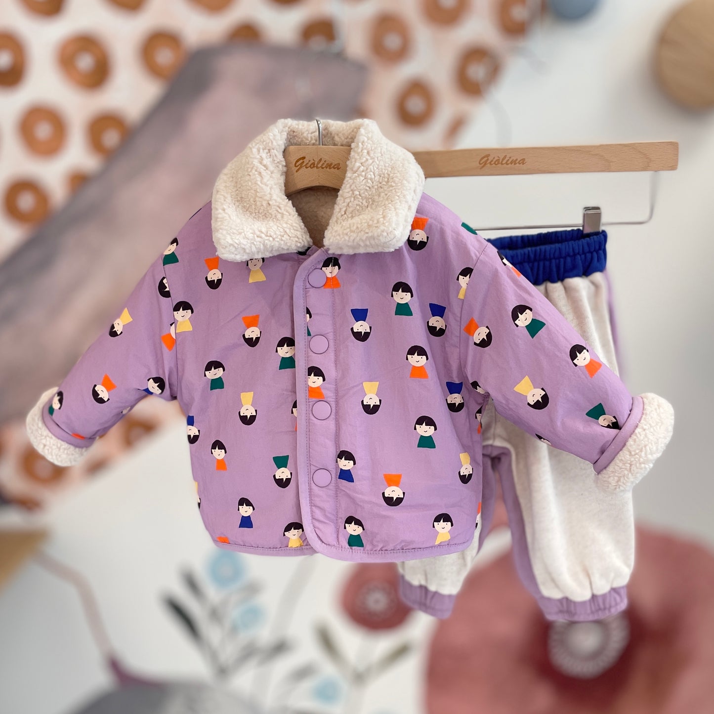 Tuta lilla con giubbino reversibile baby