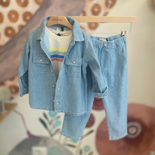 T-shirt riga, camicia e pantalone rigati Denim