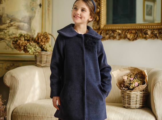 Cappotto collo rotondo blu