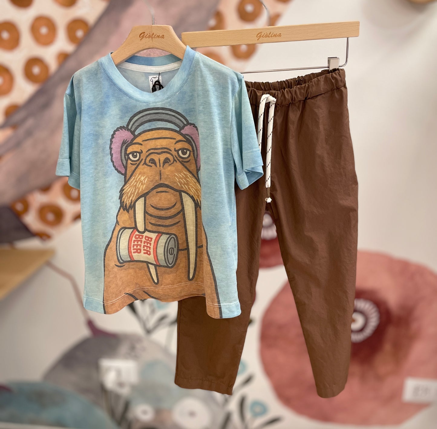 Maglia tricheco cotone riciclato con pantalone terra