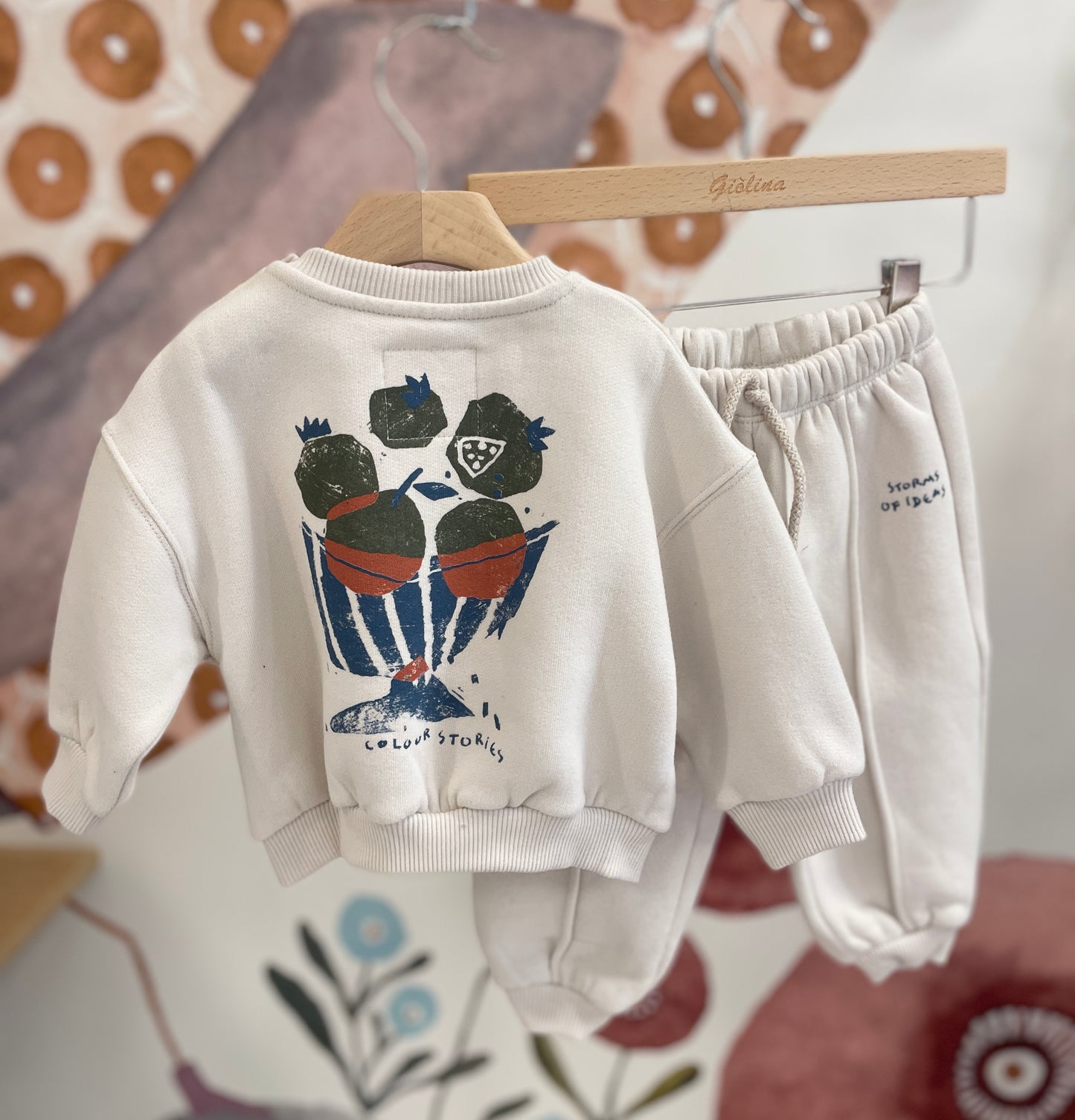 Tuta baby panna felpa e pantalone joggers