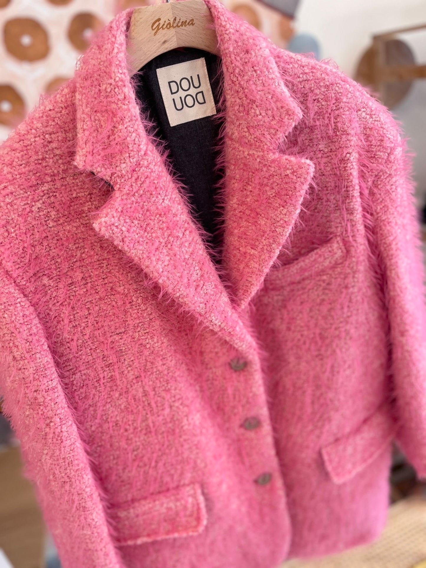 Cappotto over pelosino rosa babol