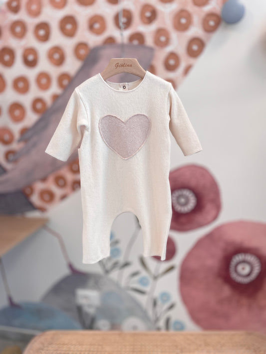 Tutina in cotone caldo con cuore centrale