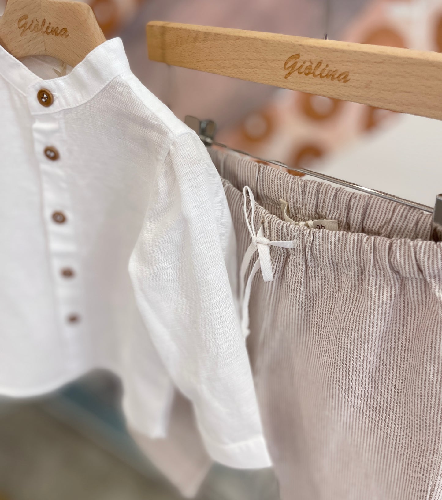 Completo baby e kid, camicia lino coreana, pantalone e gilet
