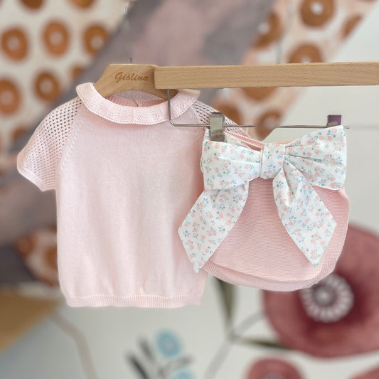 Maglia in cotone con culotte fiocco