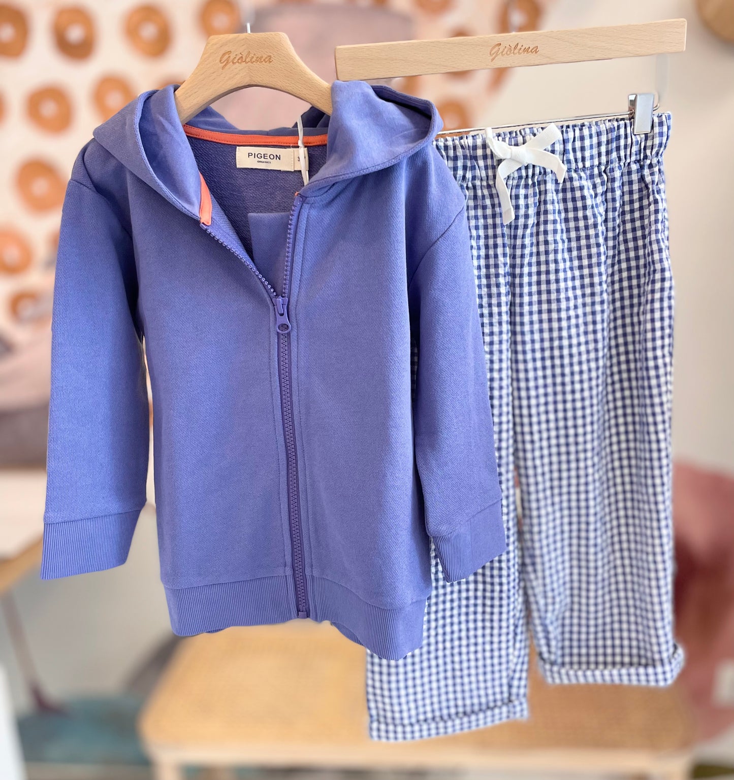 Felpa zip camicia pesce e pantalone vichy