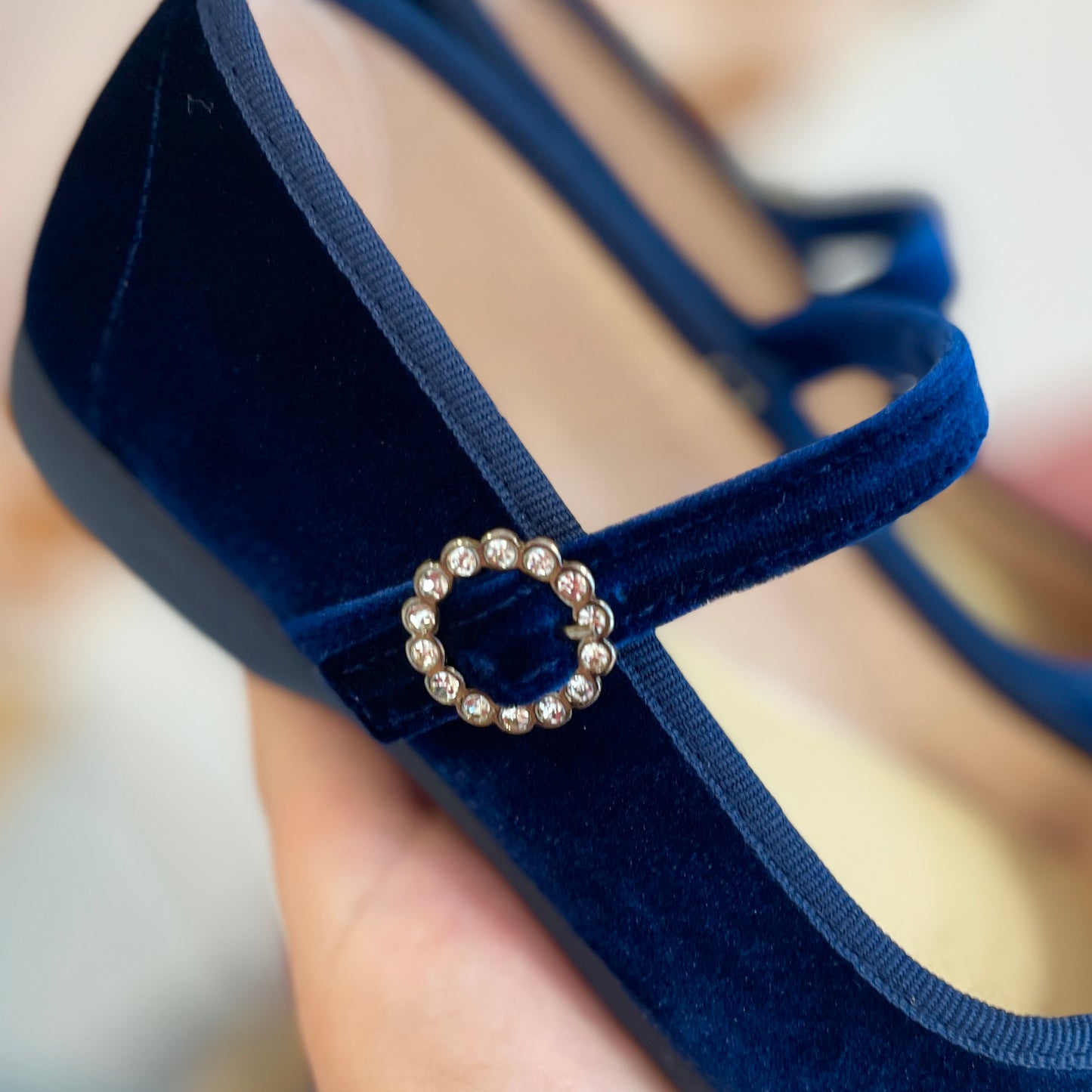 Ballerina Pisamonas blu con cinturino e Swarovski