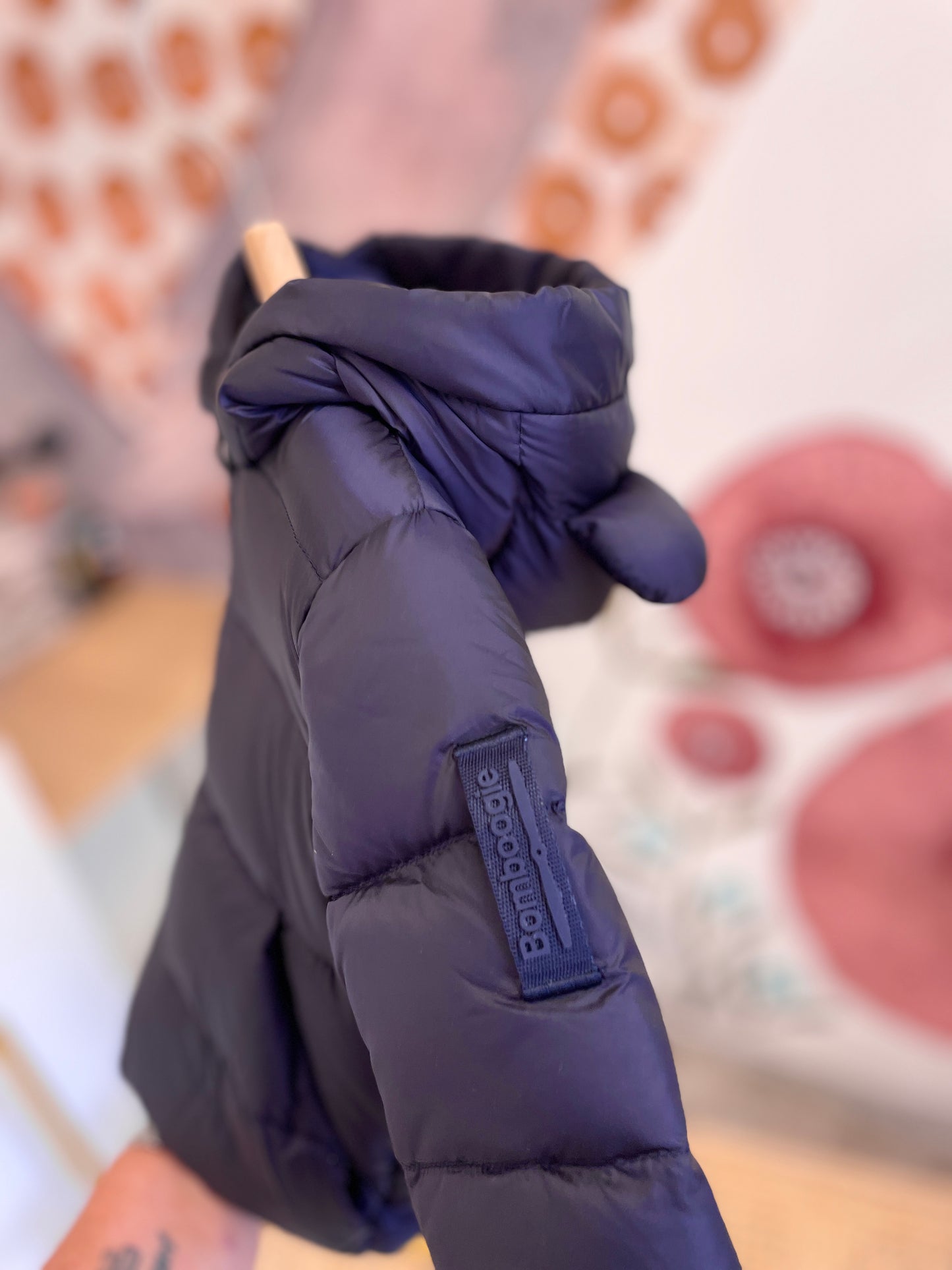 Piumino baby blu notte e rosa fard