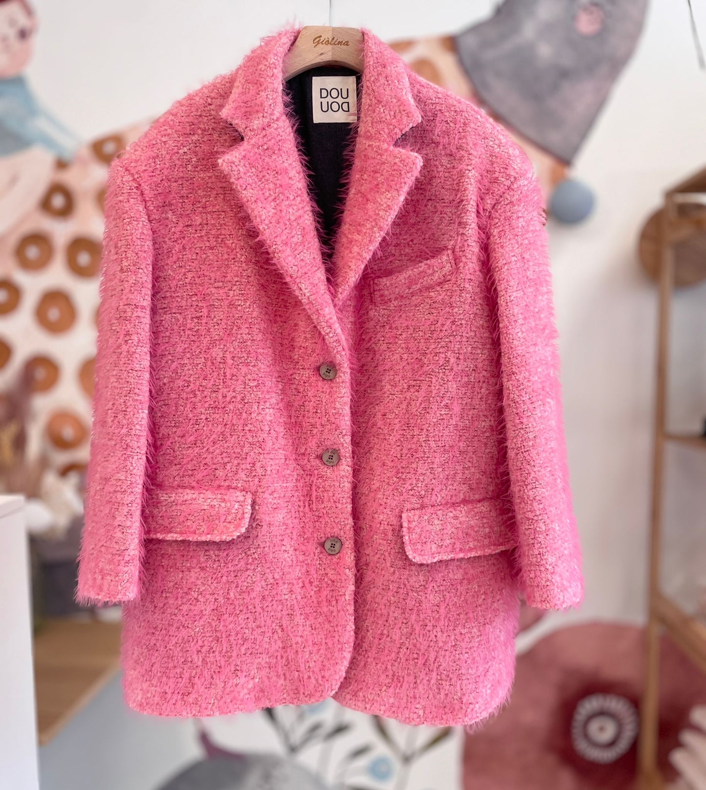 Cappotto over pelosino rosa babol