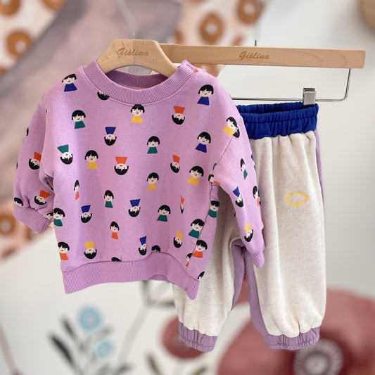 Tuta lilla con giubbino reversibile baby