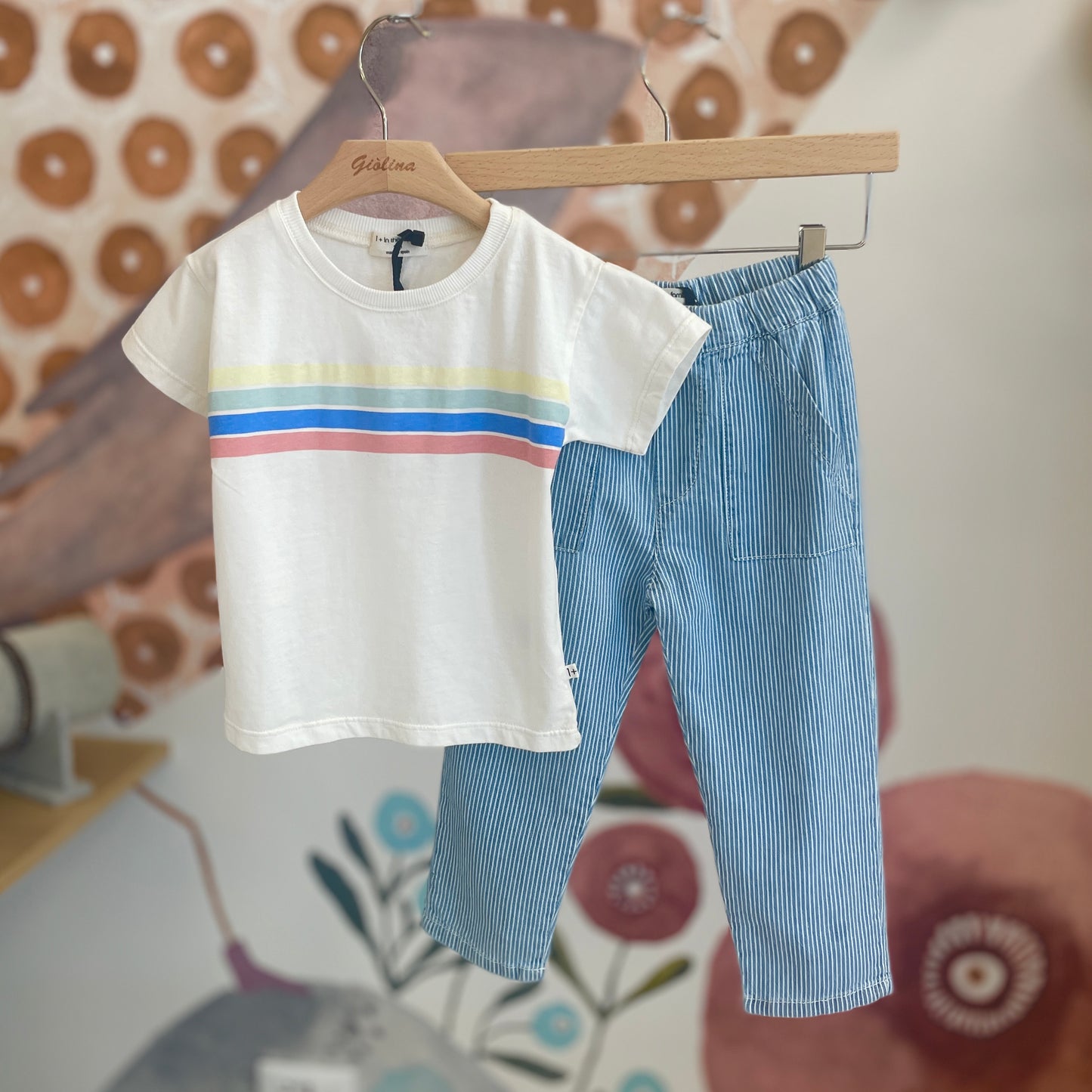 T-shirt riga, camicia e pantalone rigati Denim