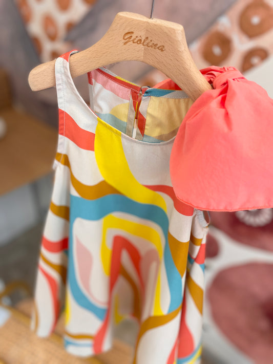 Abito stampato e crop top stampata con shorts limone