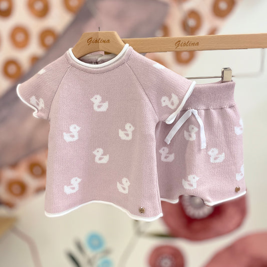 Completi baby rosa e azzurro con paperelle