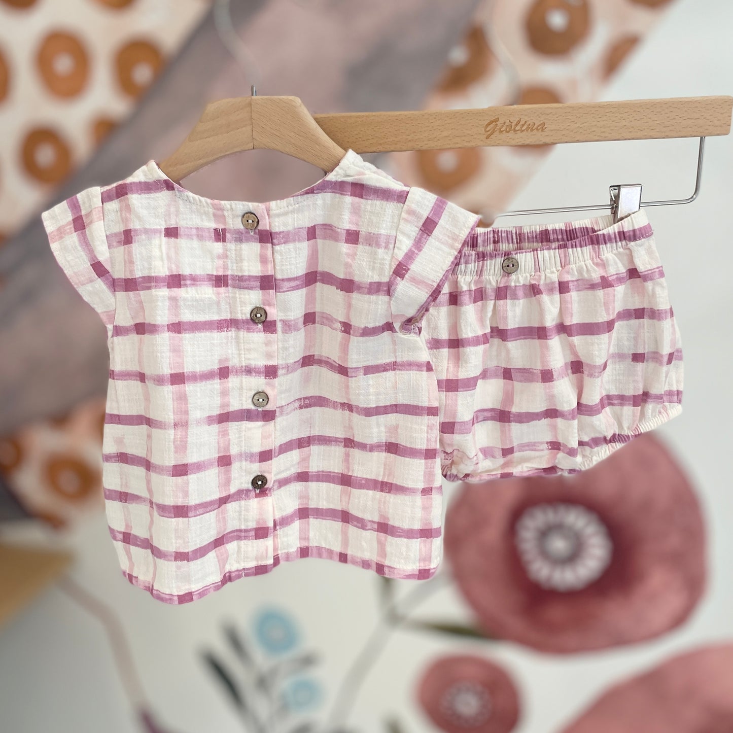 Completo blusa e bloomer check