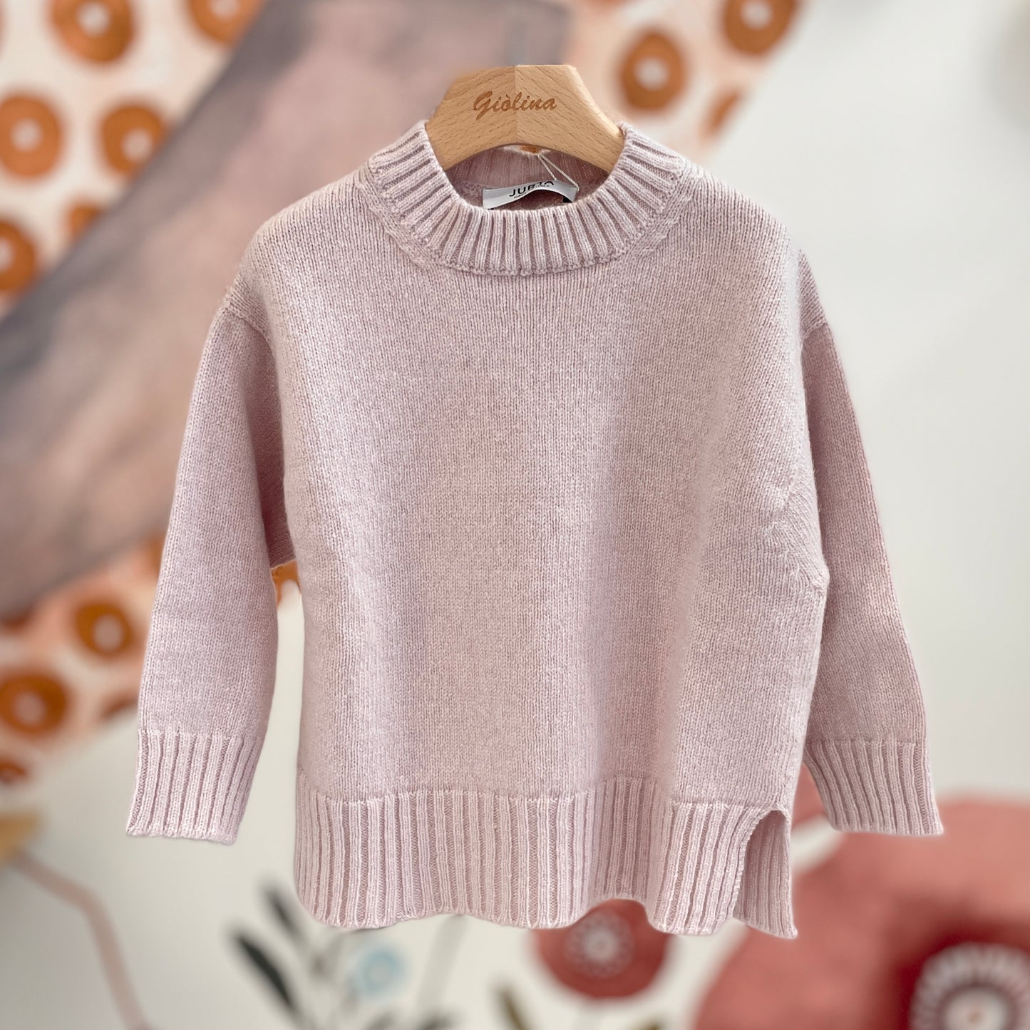 Pullover girocollo 90% lana merino e 10% cashmere