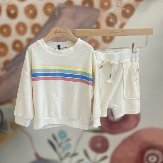 Felpina con inseriti colorati e shorts in spugna