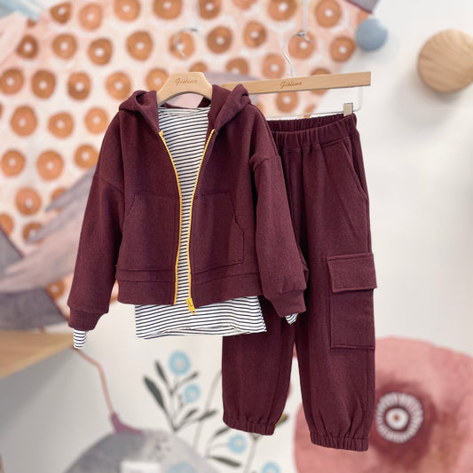 Felpa con zip e pantalone cargo Ivan