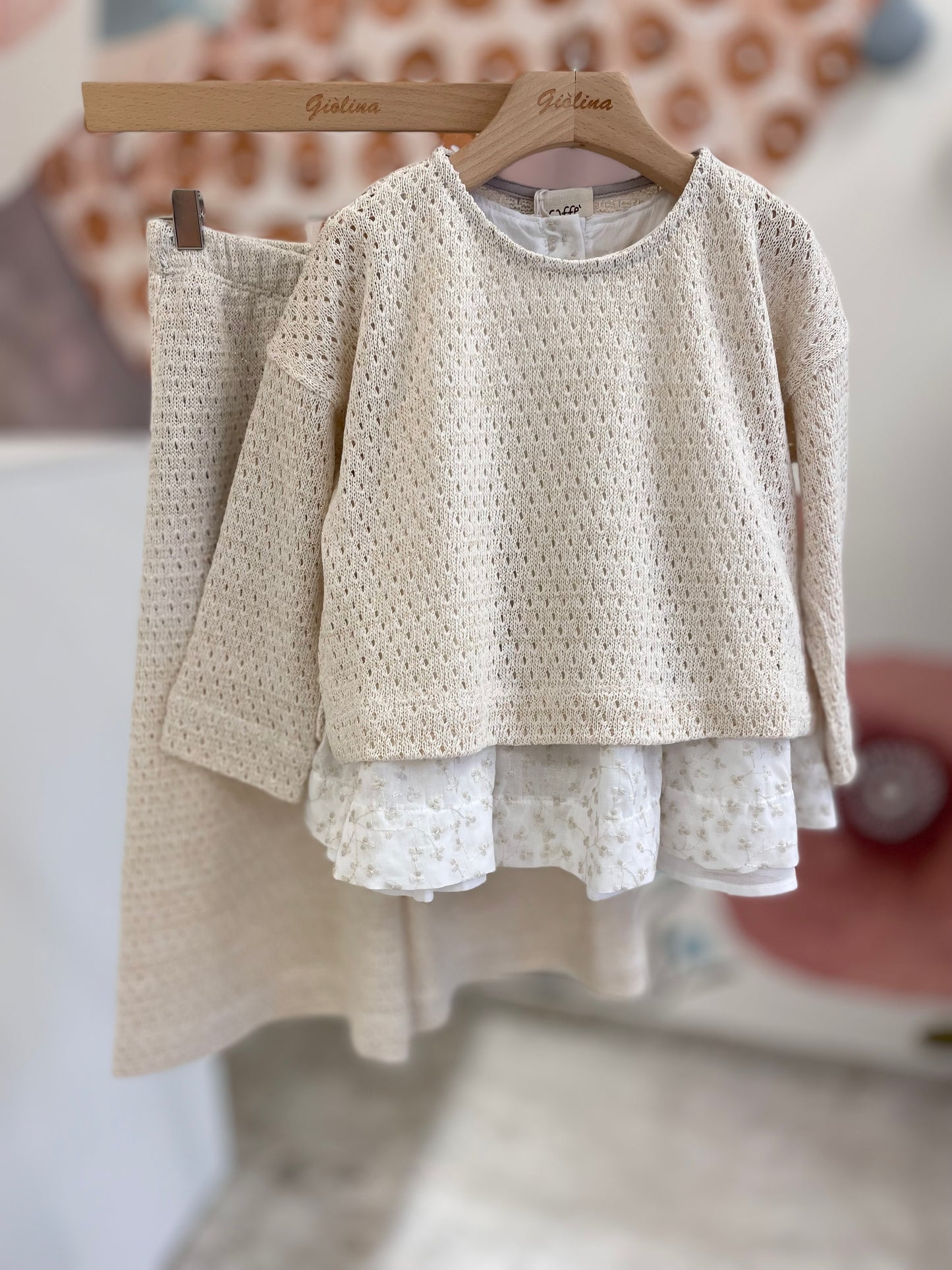 Completo filo lurex con blusa fiorellini