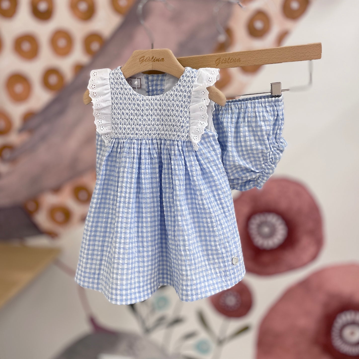 Abito vichy cielo punto smock, baby e kid