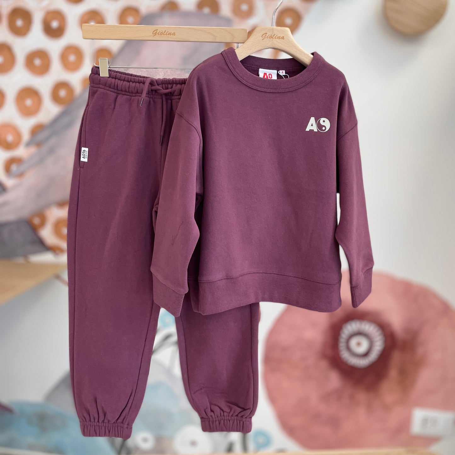 Tuta a completo felpa e pantalone burgundy