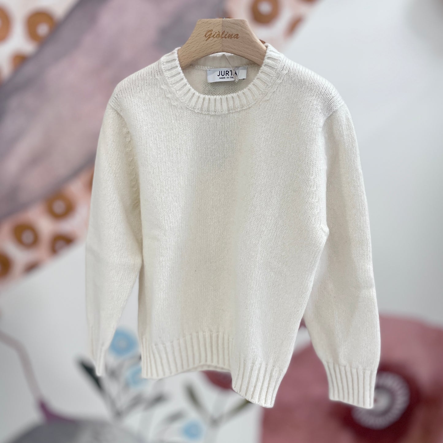 Pullover girocollo 90% lana merino e 10% cashmere