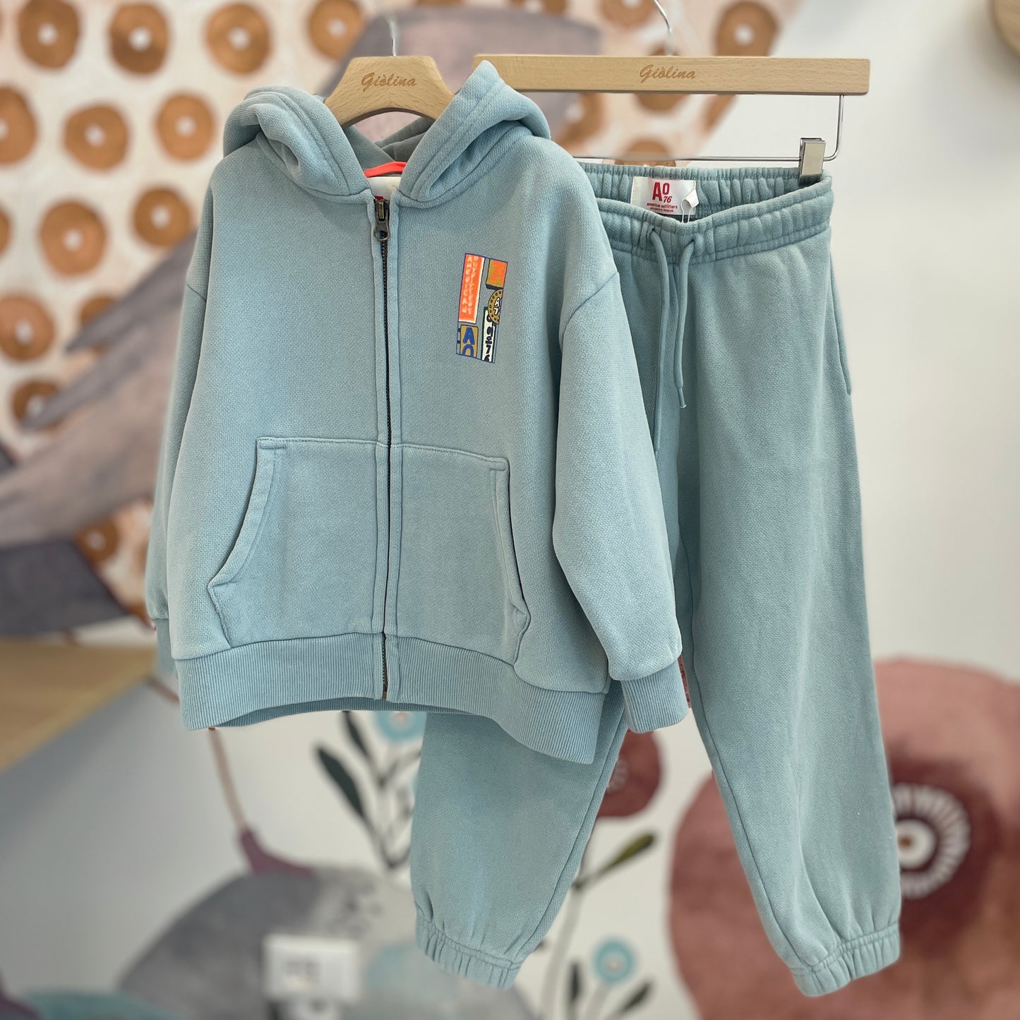 Tuta a completo felpa con zip e pantalone salvia