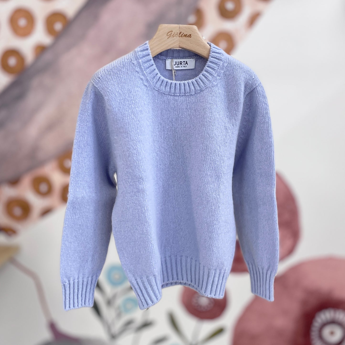 Pullover girocollo 90% lana merino e 10% cashmere