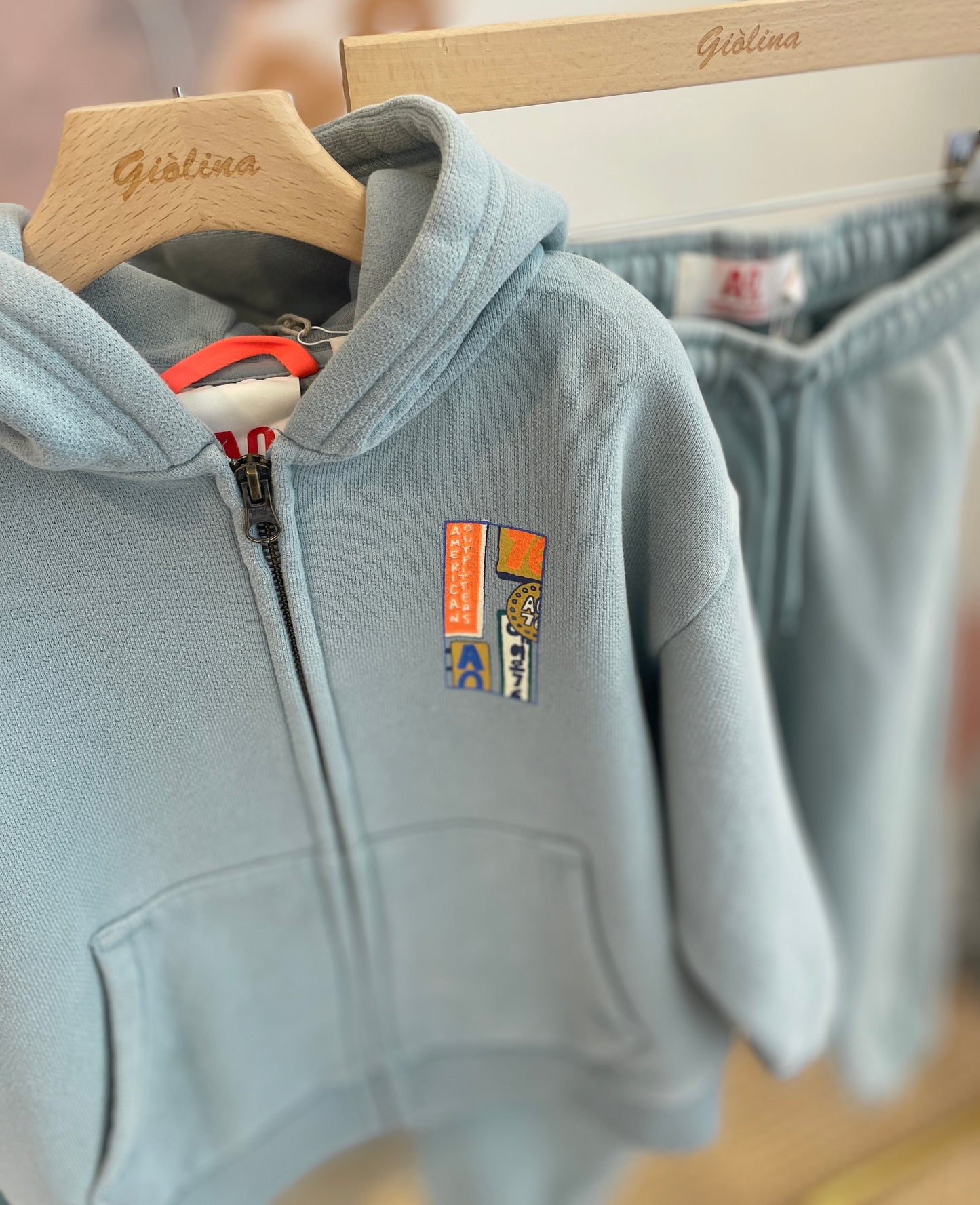 Tuta a completo felpa con zip e pantalone salvia