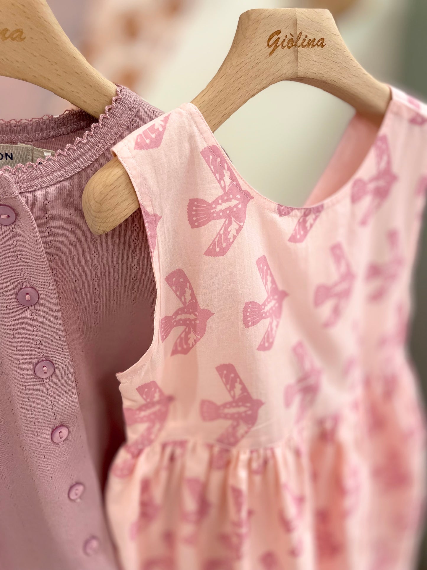 Pagliccetto abito e blusa rosa con gabbiani