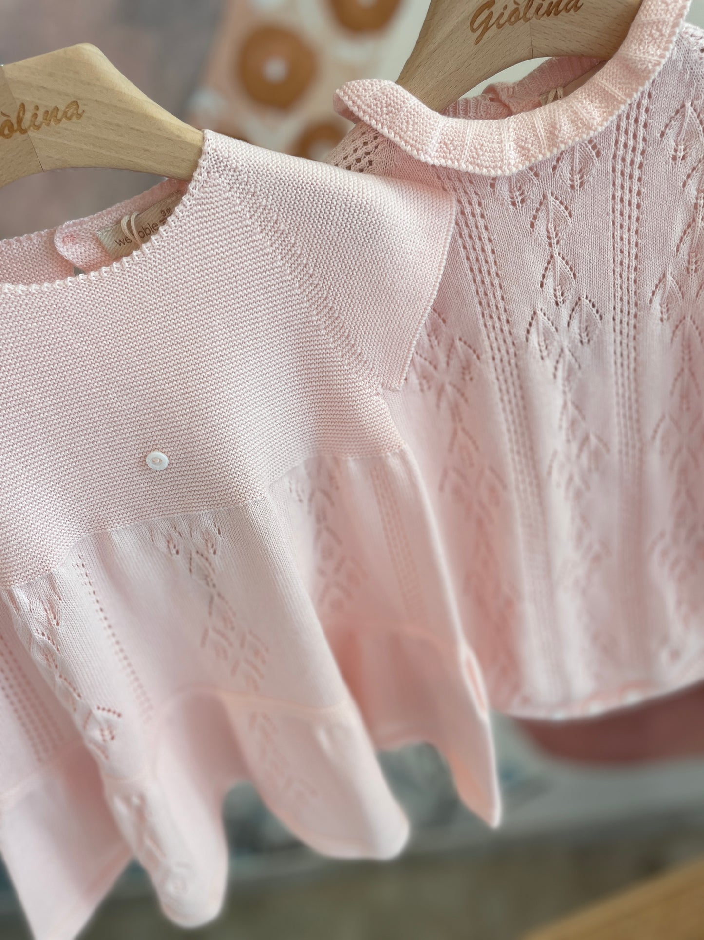 Abito in cotone e Pagliaccetto ricamato soft pink