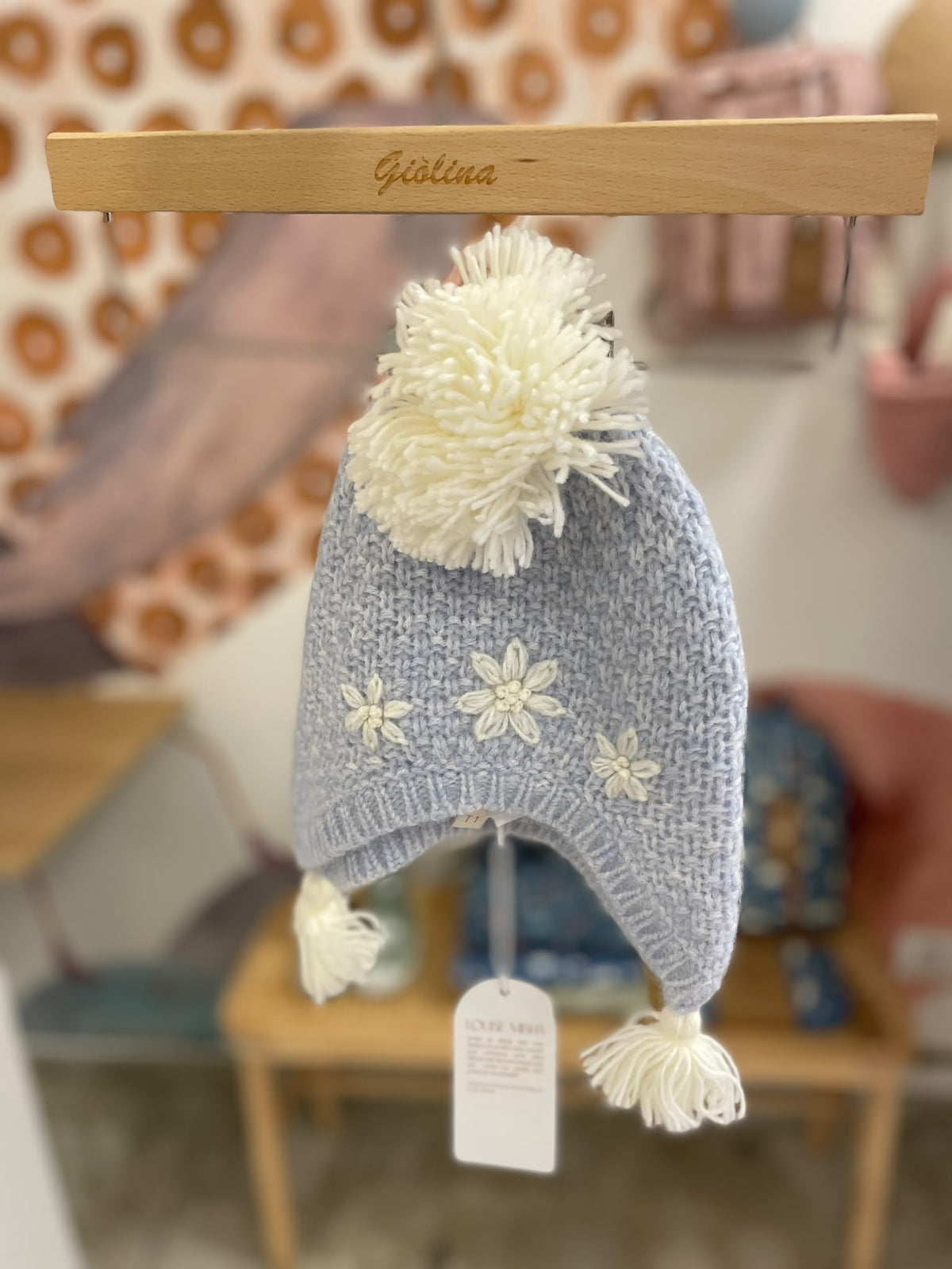 Lappone in lana azzurro polvere ricamato