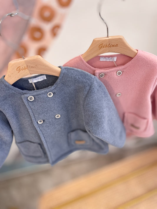 Giacchino baby in micro pile rosa e avio