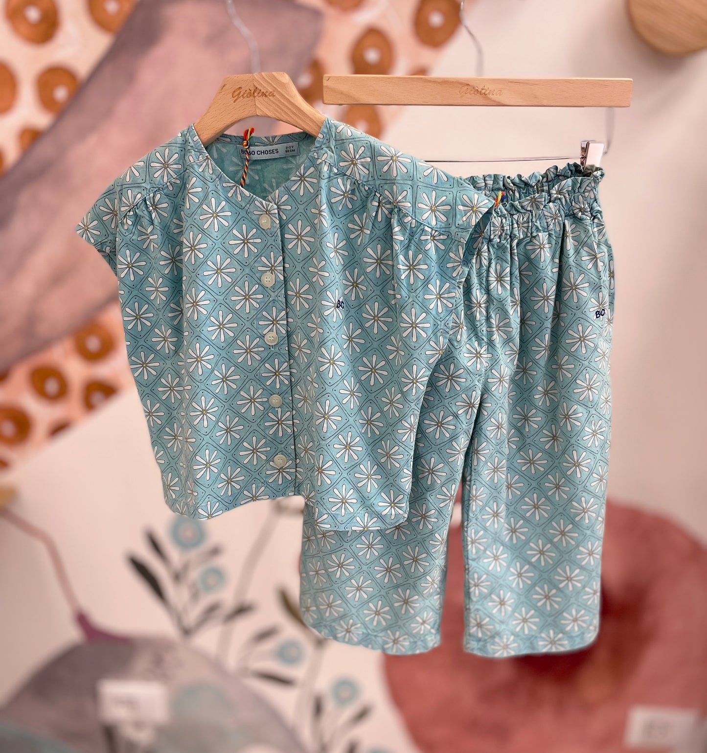 Completo stampa mosaico casacca e pantalone largo