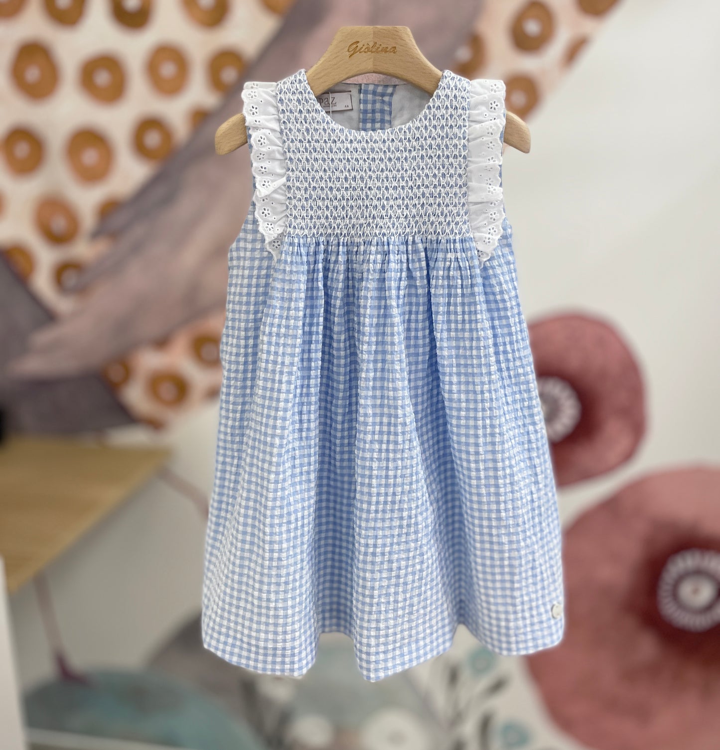 Abito vichy cielo punto smock, baby e kid