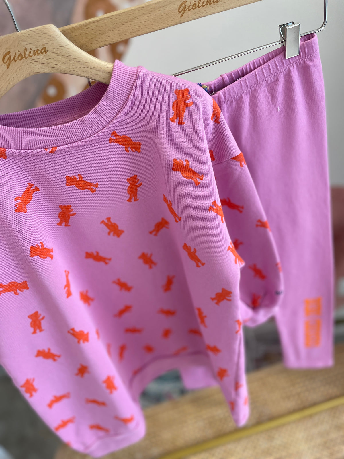 Mini abito in felpa stampata con leggings