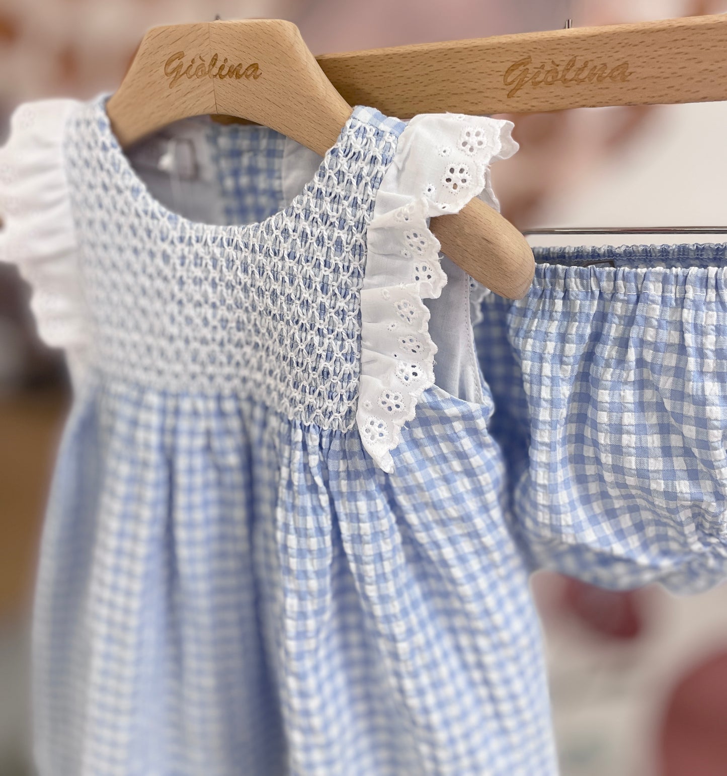 Abito vichy cielo punto smock, baby e kid