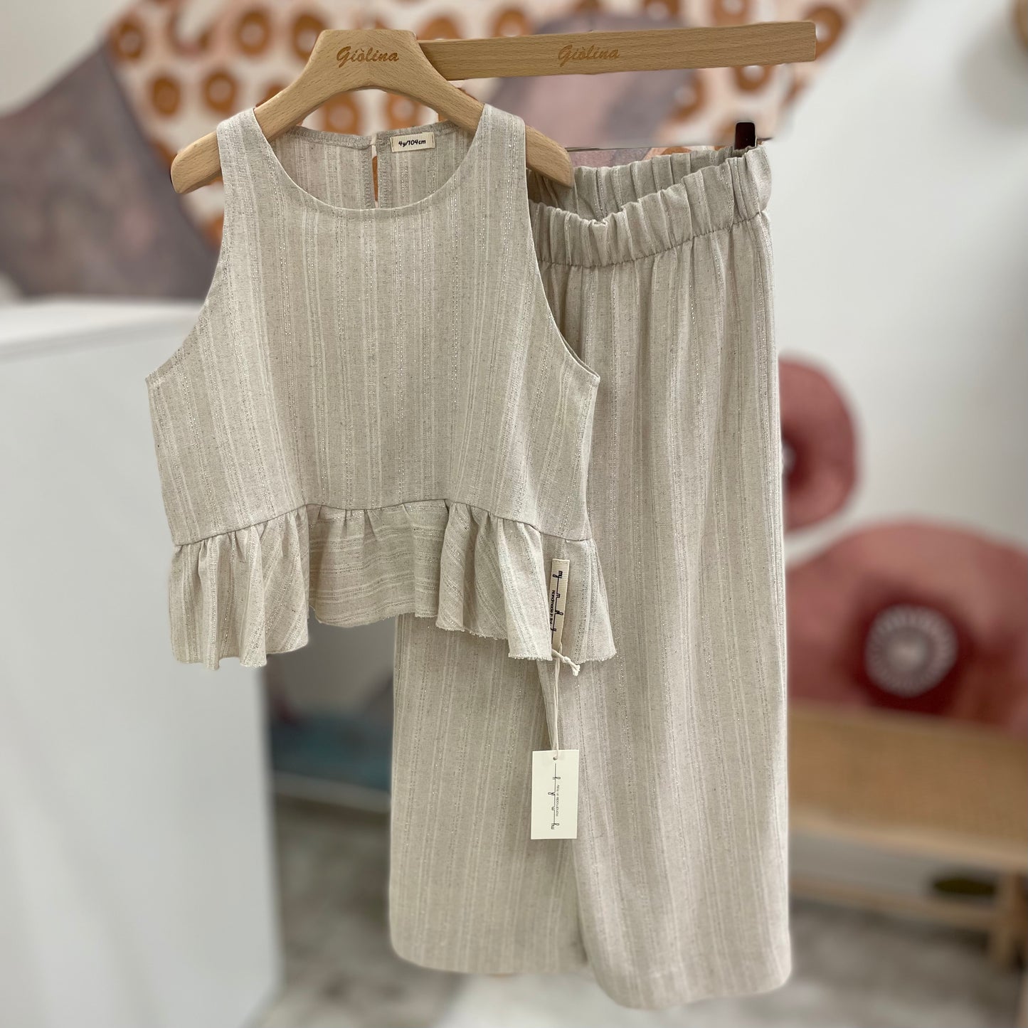 Completo blusa e pantalone palazzo con filo lurex