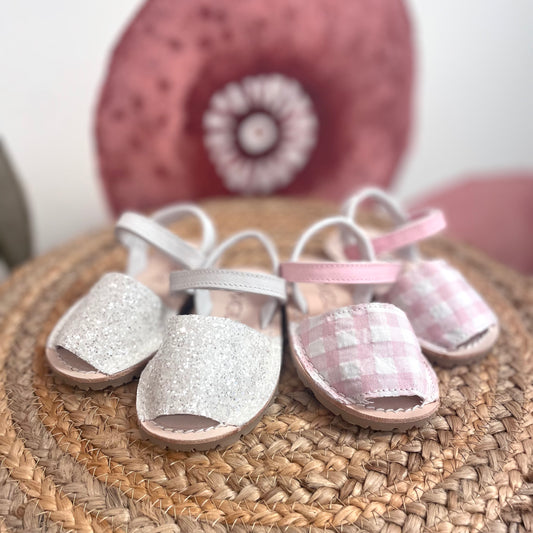 Minorchina in vichy e glitter con laccetto