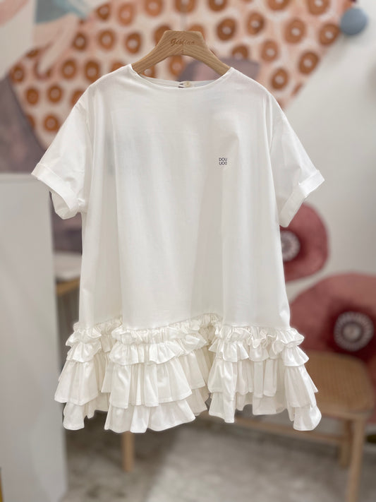 Abito in cotone con balza